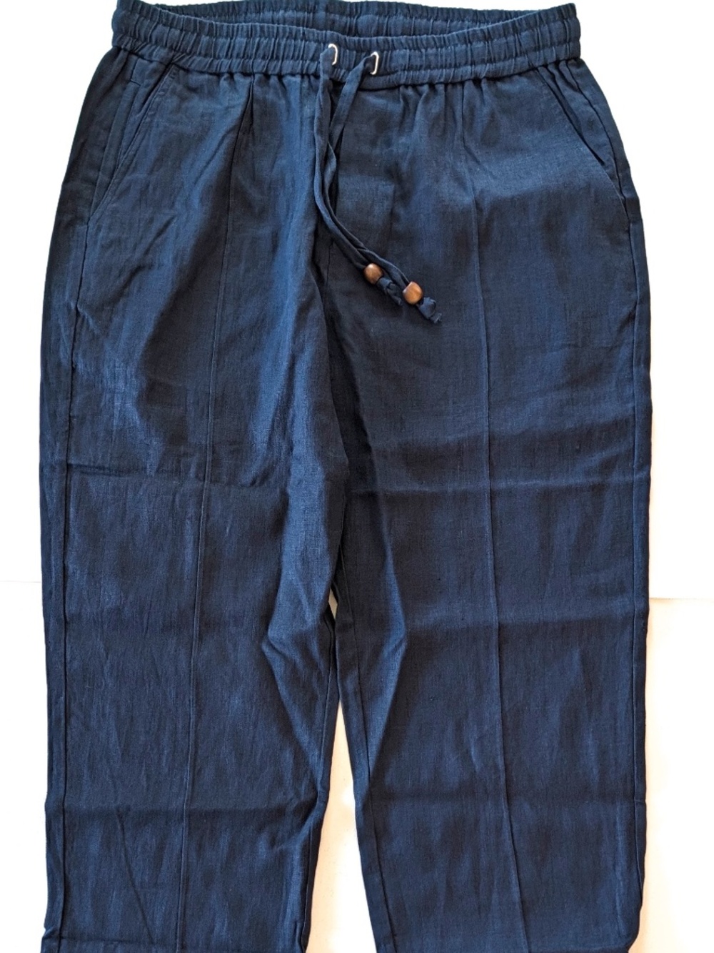 Tombolo Easy-Going Pants Navy Blue Linen Unisex L Wide Tapered Drawstring